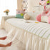 Cute Dotted Stripe Couch Protector, Non-Slip Washable Sofa Cover with Ruffled Skirt