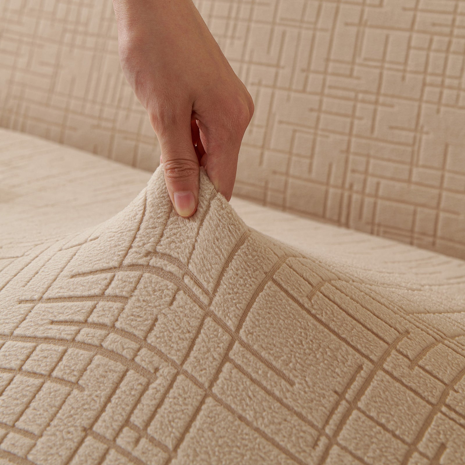Embossed Lines Couch Covers Stretchable Non-Slip & Washable Sofa Slipcovers
