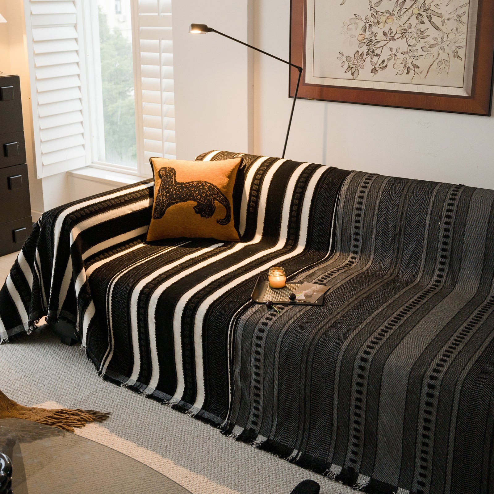 Bohemian Striped Sofa Cover, Decor Woven Throw for Couch, Loveseat, or Sectional