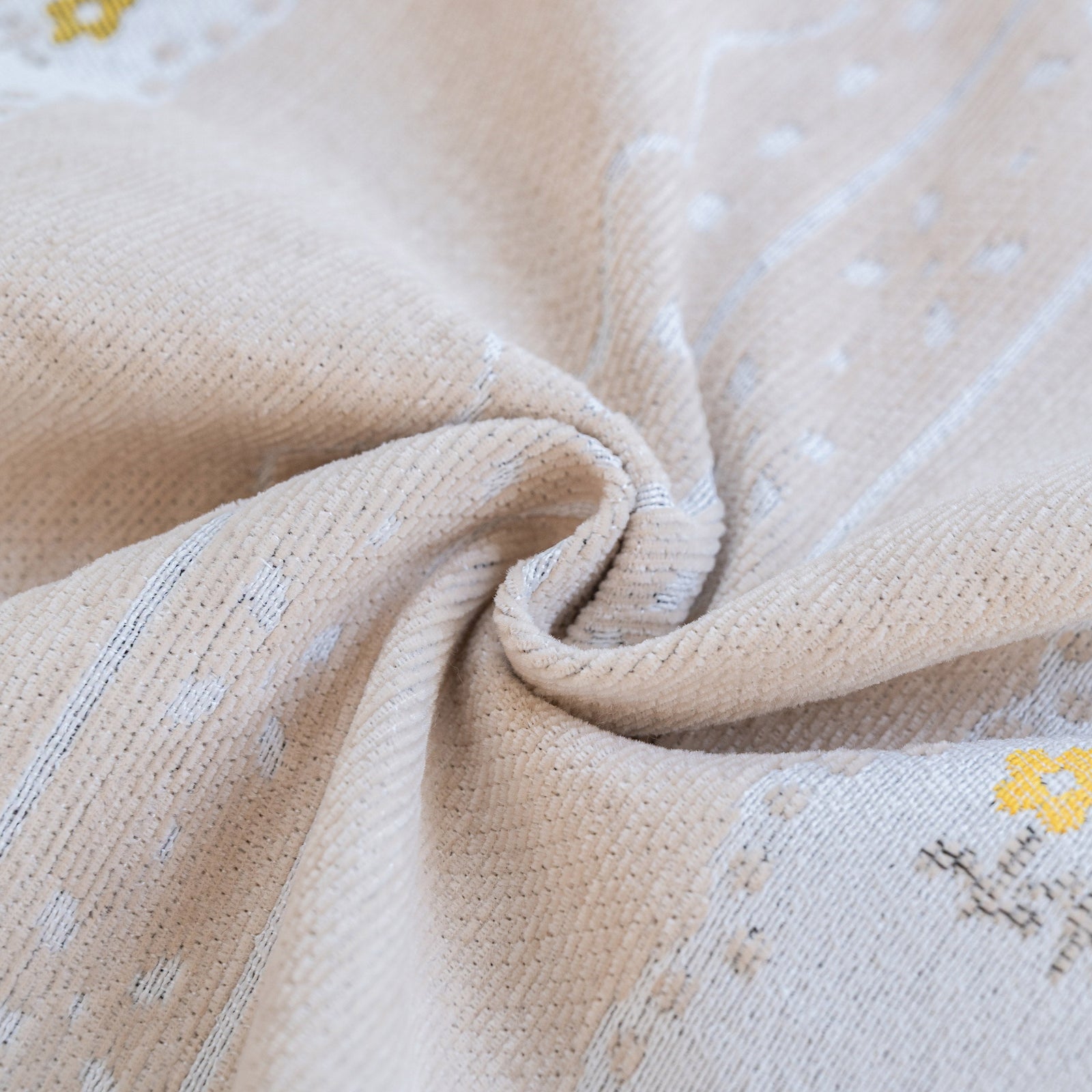 Daisy Striped Sofa Cover with Sheer Ruffle Skirt, Floral Soft Slipcover Blanket