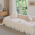 Daisy Striped Sofa Cover with Sheer Ruffle Skirt, Floral Soft Slipcover Blanket