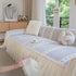 Daisy Striped Sofa Cover with Sheer Ruffle Skirt, Floral Soft Slipcover Blanket