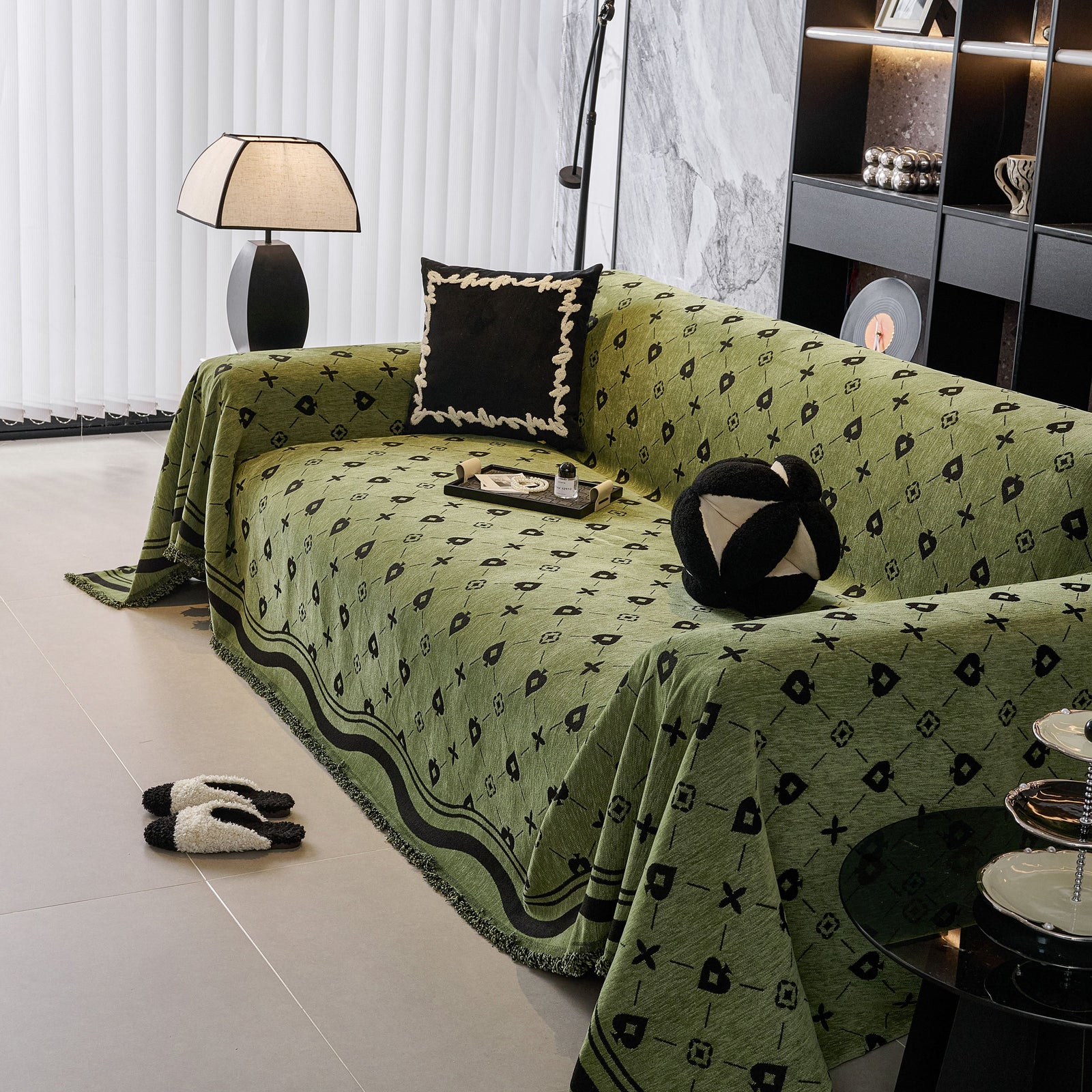 Chenille Jacquard Sofa Throw Cover Blanket, Luxury Thick Woven Couch Cover for Sofa