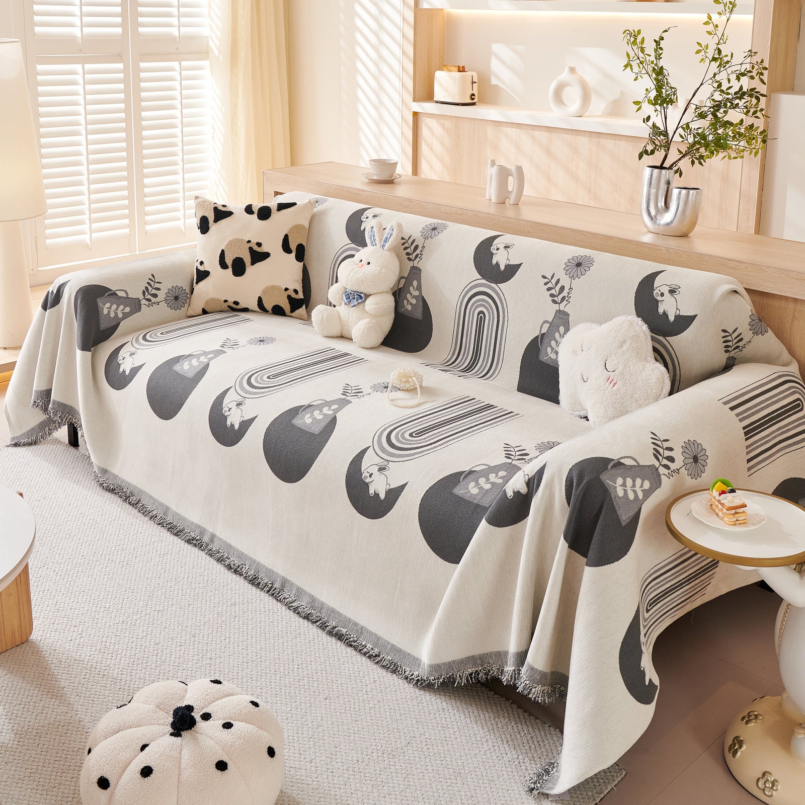 Decorative Throw Blankets for Couch Reversible Chenille Furniture Throw Covers for Sectional Sofa