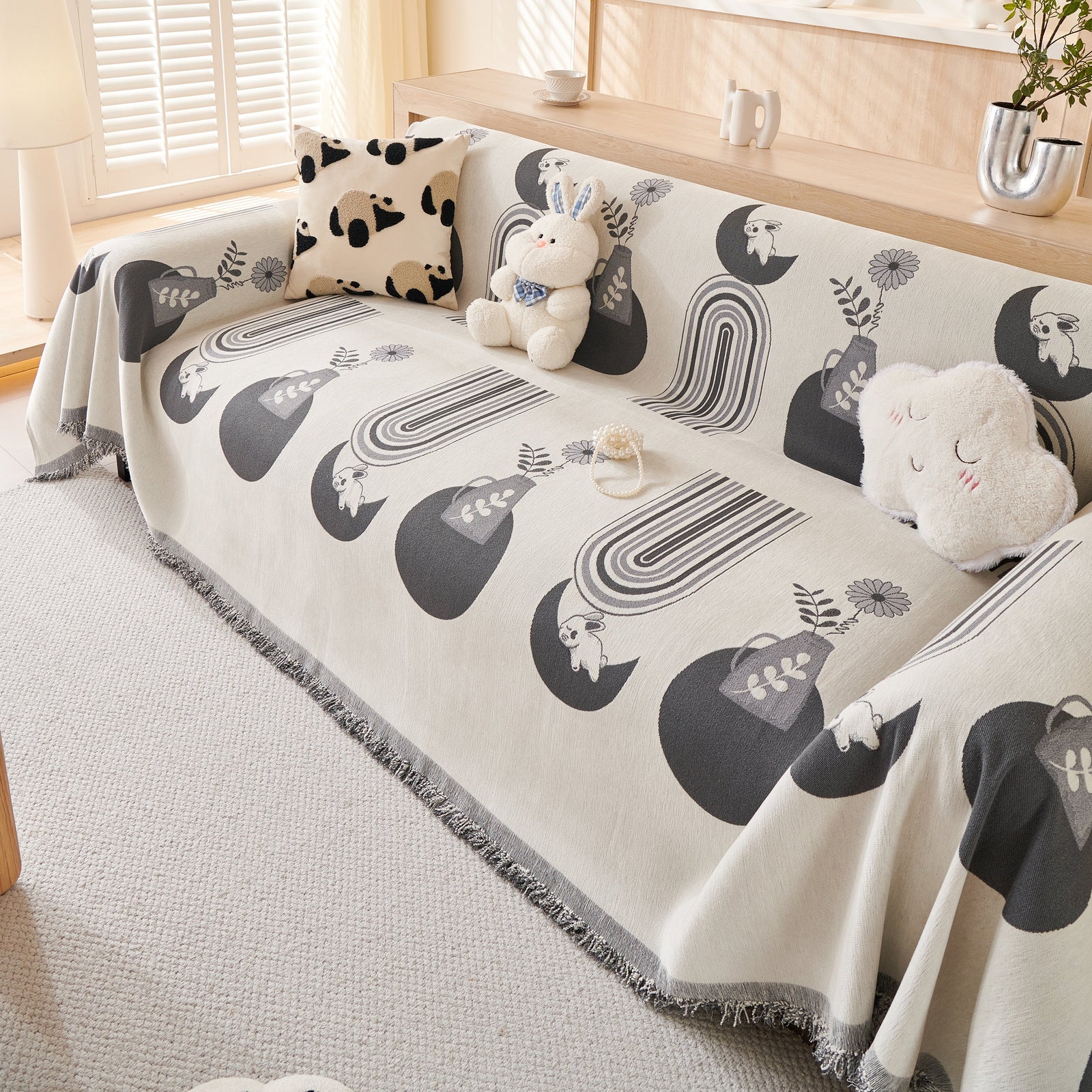 Decorative Throw Blankets for Couch Reversible Chenille Furniture Throw Covers for Sectional Sofa