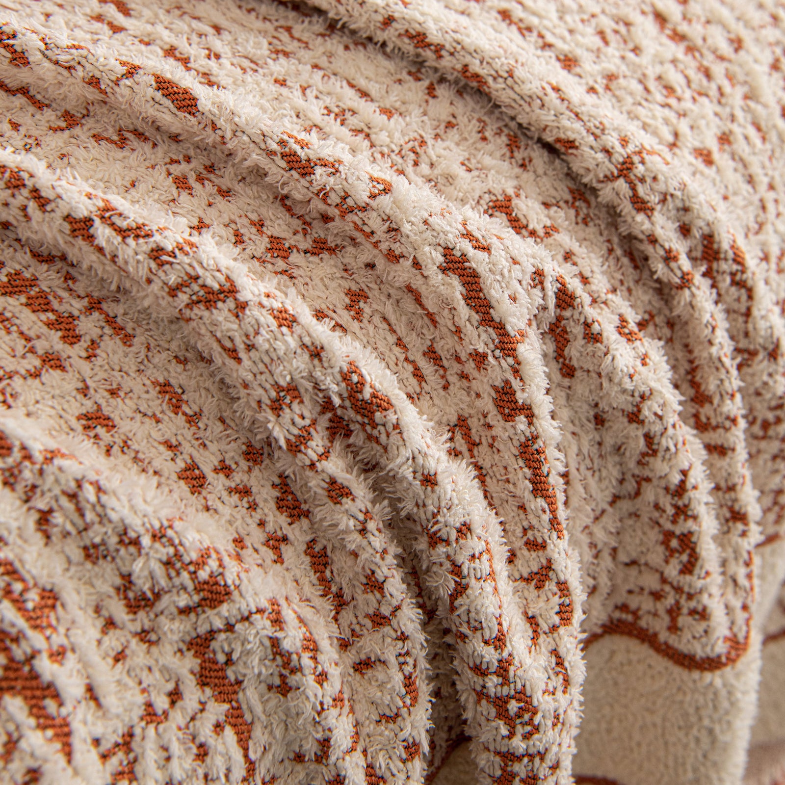 Textured Woven Furniture Protector for Couch, Rustic Farmhouse Sofa Throw Blanket