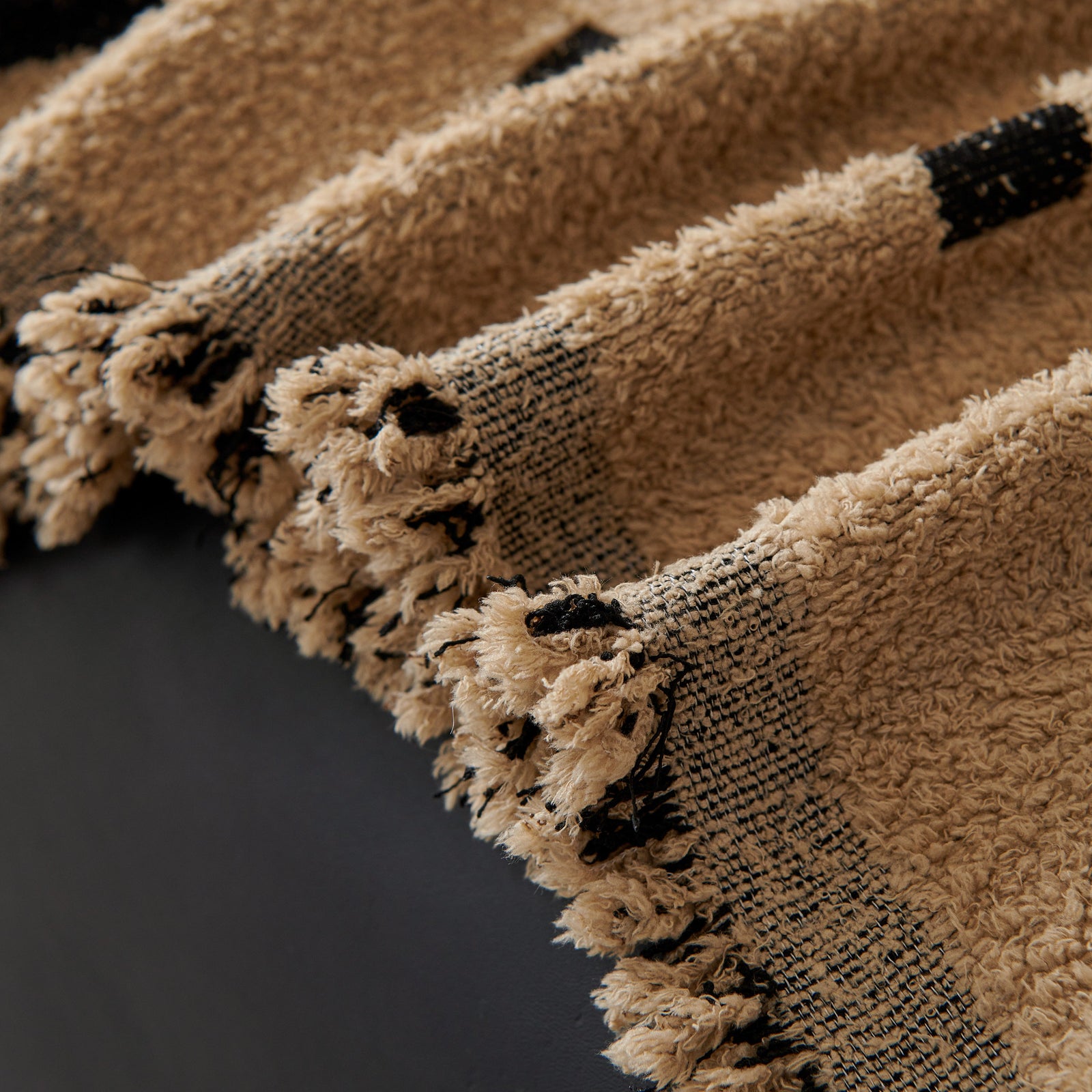 Sofa Throw Blanket with Woven Geometric Pattern & Tassels, Soft & Thick Couch Cover