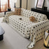 Sofa Throw Blanket with Woven Geometric Pattern & Tassels, Soft & Thick Couch Cover