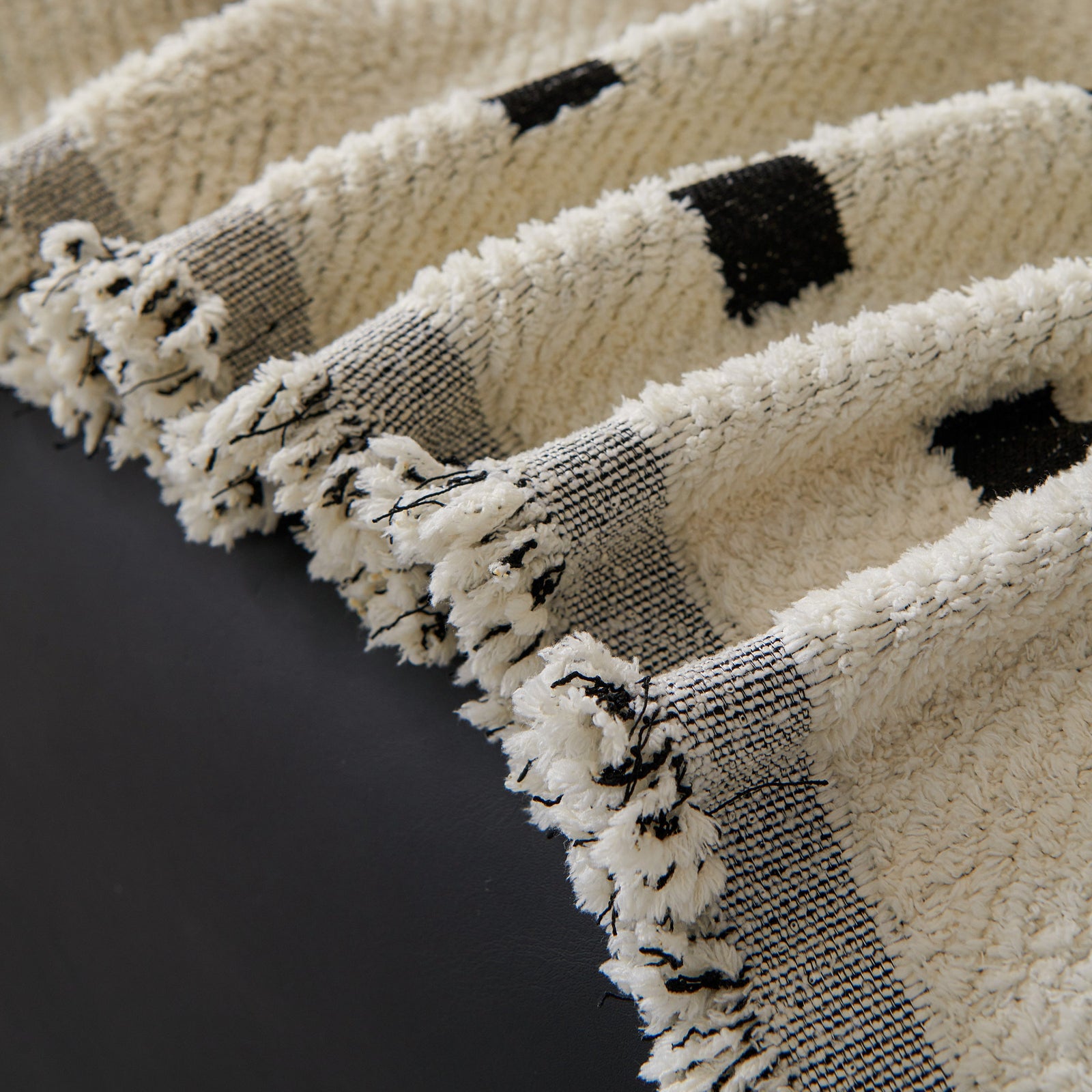 Sofa Throw Blanket with Woven Geometric Pattern & Tassels, Soft & Thick Couch Cover