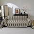 Sofa Throw Blanket with Woven Geometric Pattern & Tassels, Soft & Thick Couch Cover