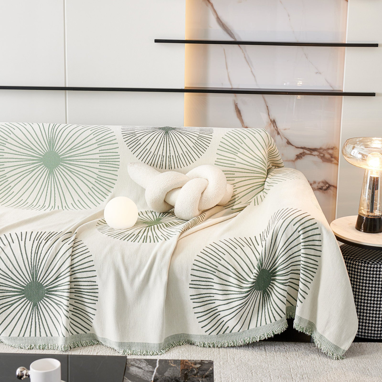 Dandelion Reversible Striped Couch Throw Cover for Living Room Pet Sofa Slipcovers Couch Protector