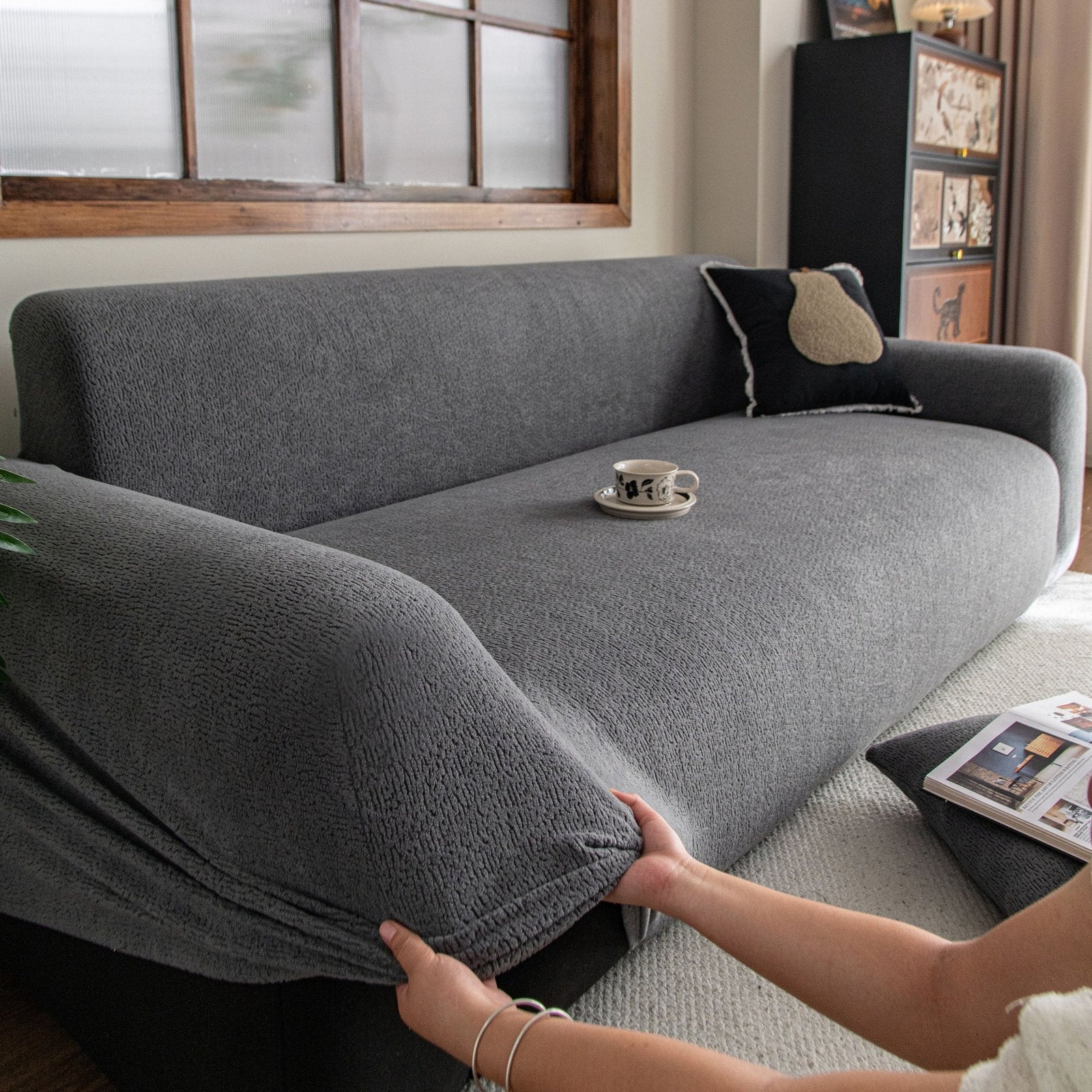 High Stretch Sofa Slipcover, Non Slip Couch Sofa Cover Washable Furniture Protector