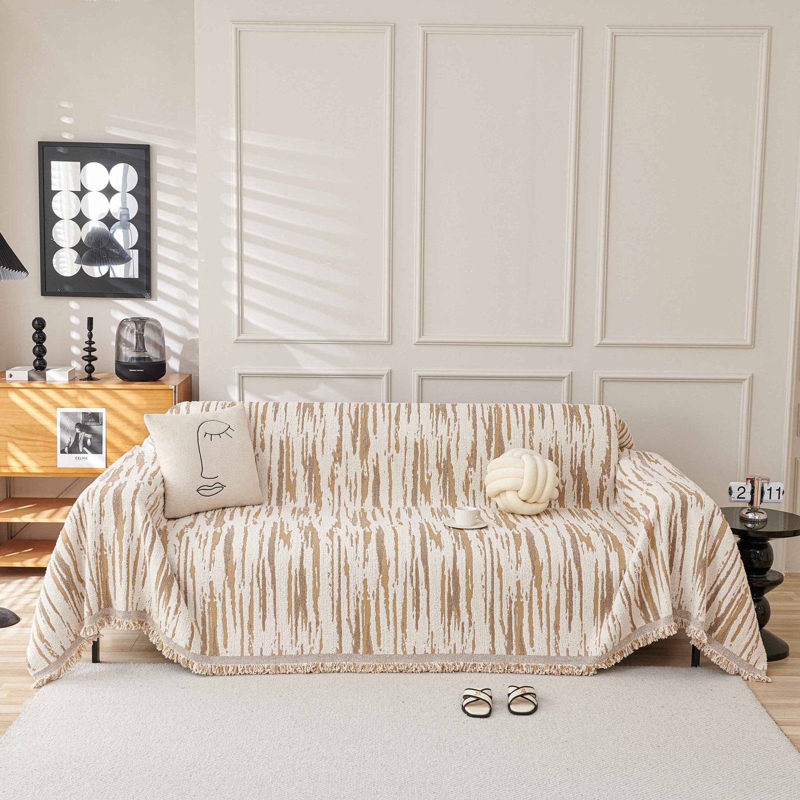 Reversible Sofa Throw Blanket, Couch Cover Sofa Slipcover for Most Shape Sofas