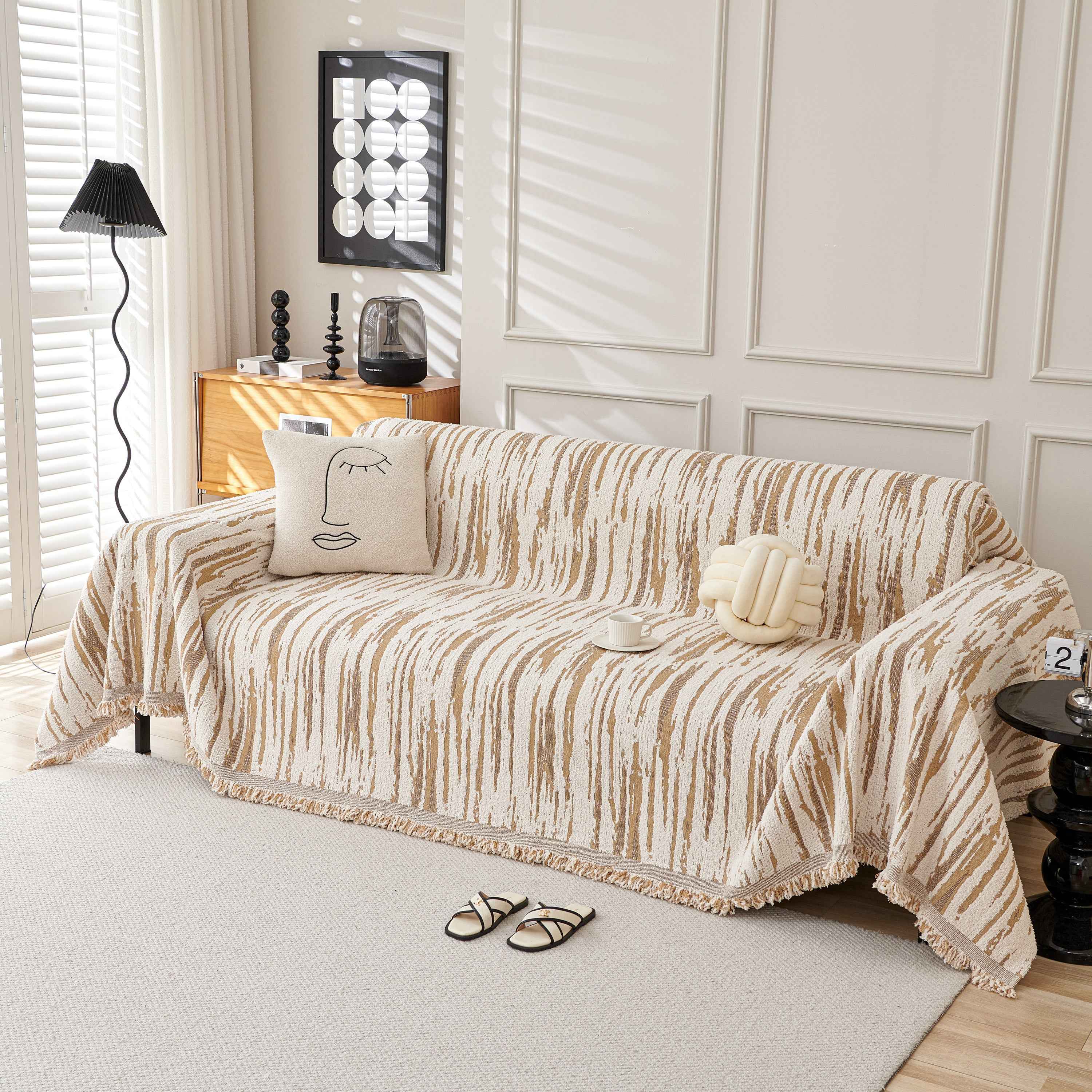 Reversible Sofa Throw Blanket, Couch Cover Sofa Slipcover for Most Shape Sofas