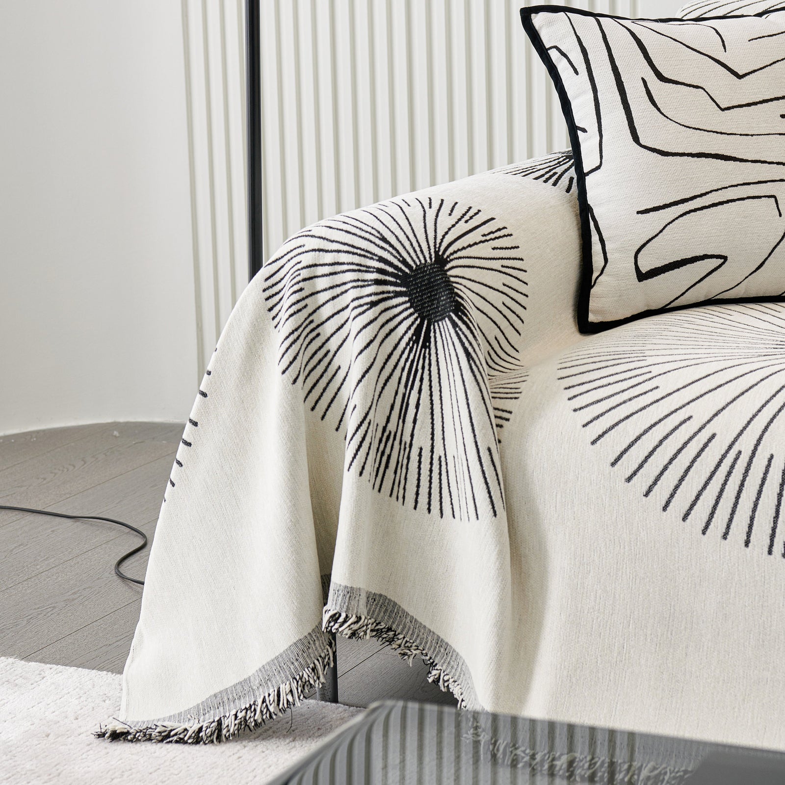 Dandelion Reversible Striped Couch Throw Cover for Living Room Pet Sofa Slipcovers Couch Protector