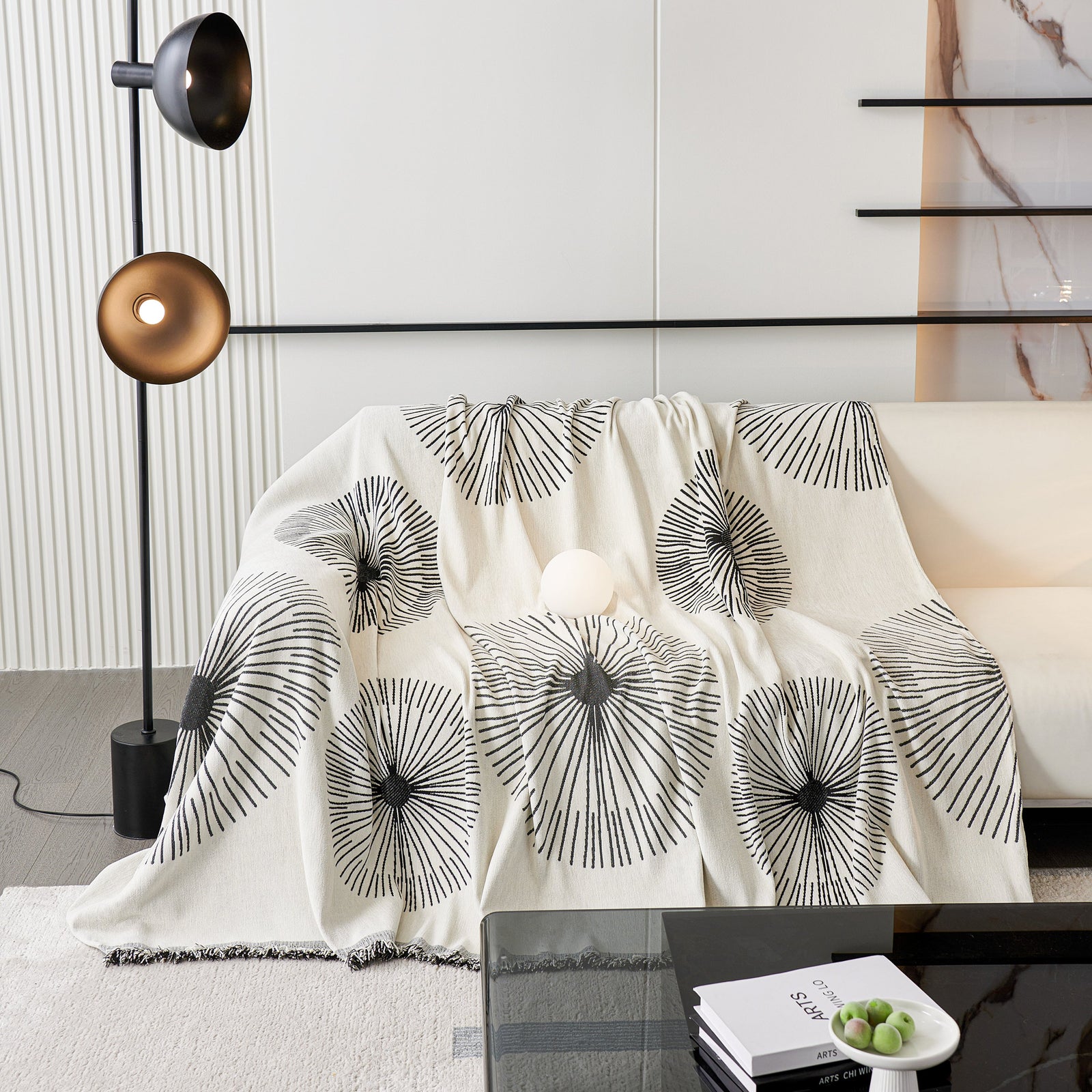 Dandelion Reversible Striped Couch Throw Cover for Living Room Pet Sofa Slipcovers Couch Protector