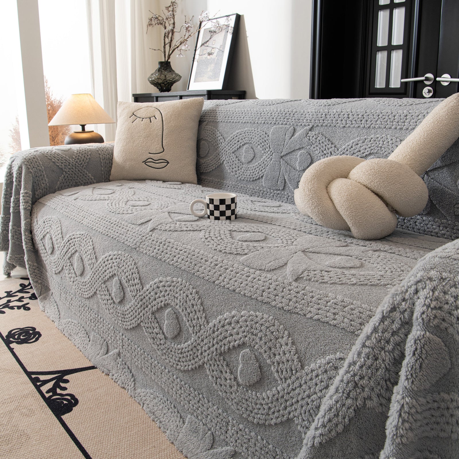 Soft Plush Fleece Throw Blanket for Couch Solid Cute Warm Couch Cover Blanket for Winter