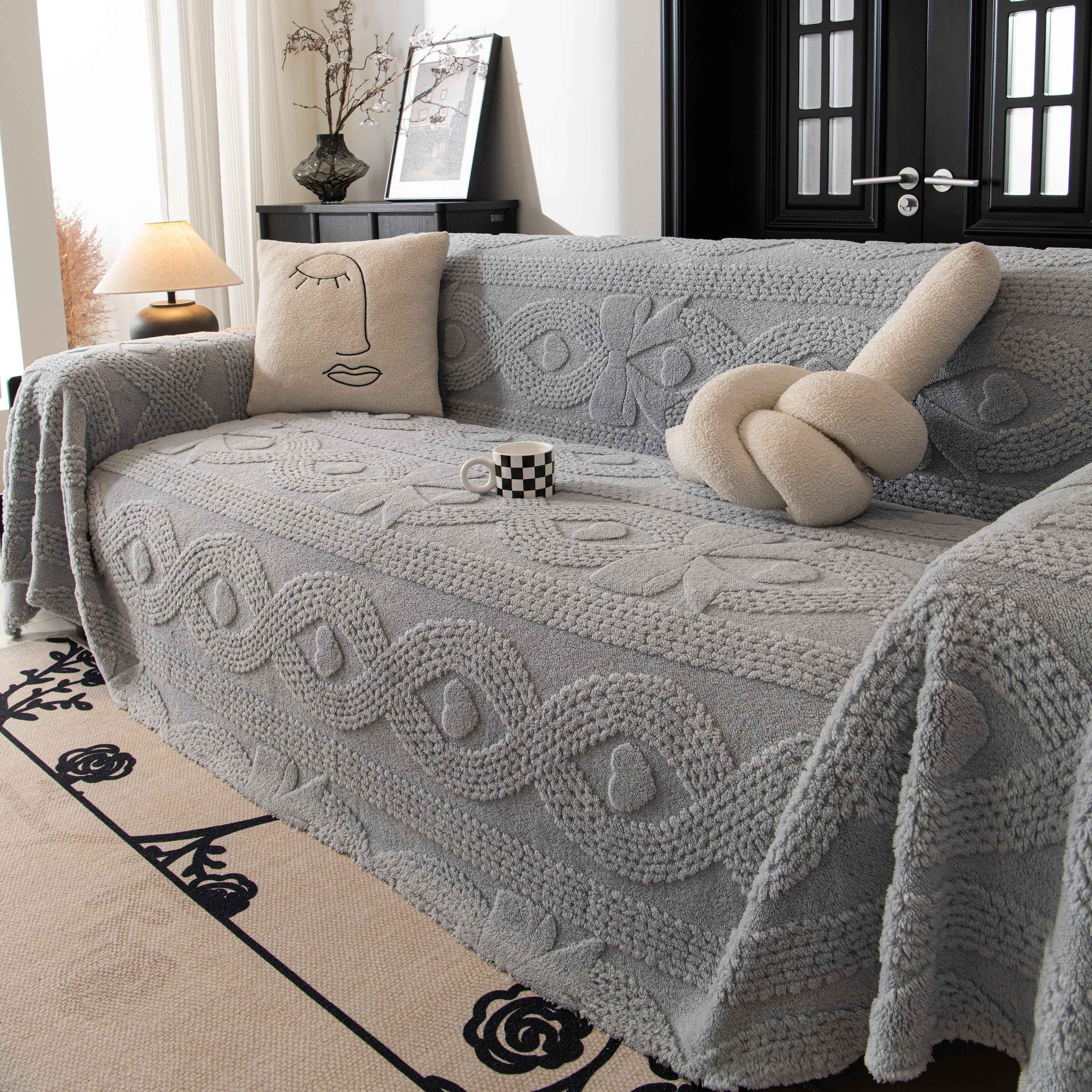 Soft Plush Fleece Throw Blanket for Couch Solid Cute Warm Couch Cover Blanket for Winter