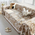 Floral Symphony Couch Throw Cover with Tassel, Chenille Sofa Cover with Leafy Melodies for Sectional