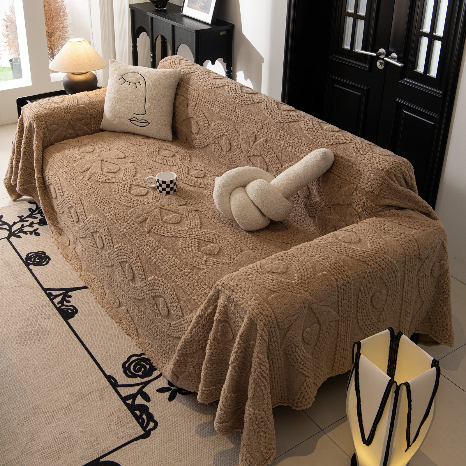 Soft Plush Fleece Throw Blanket for Couch Solid Cute Warm Couch Cover Blanket for Winter