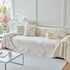 Plush Faux Fur Warm Sofa Cover with Waves Jacquard Textured Throw Blankets for Couch