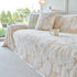 Plush Faux Fur Warm Sofa Cover with Waves Jacquard Textured Throw Blankets for Couch