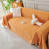 Solid Color Chenille Sofa Throw Blanket, Cozy & Easy Care Fringed Furniture Protector