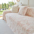 Plush Faux Fur Warm Sofa Cover with Waves Jacquard Textured Throw Blankets for Couch