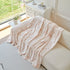 Plush Faux Fur Warm Sofa Cover with Waves Jacquard Textured Throw Blankets for Couch