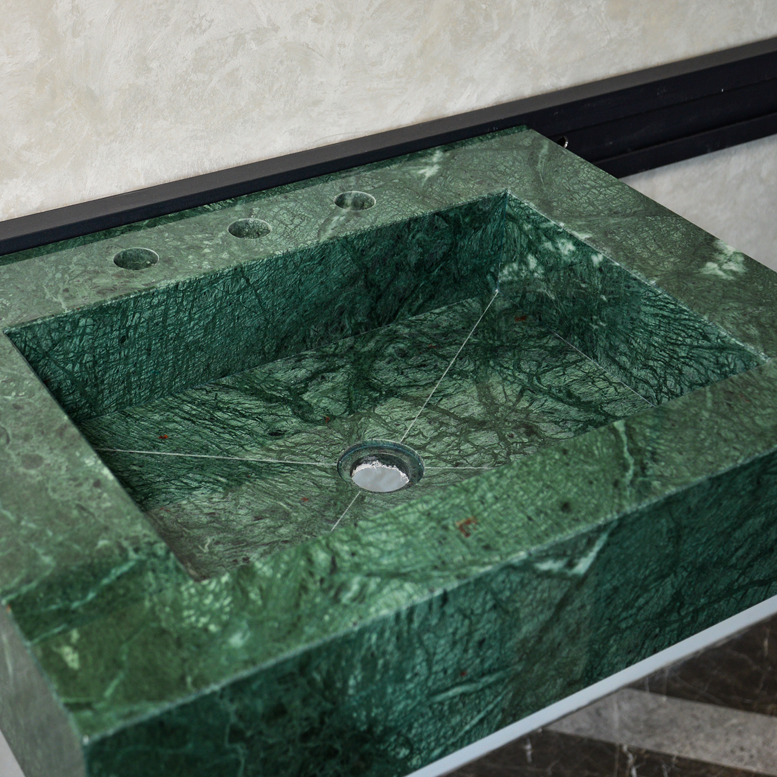 Handcrafted Verde Guatemala Custom Marble Sink (Ns-079)