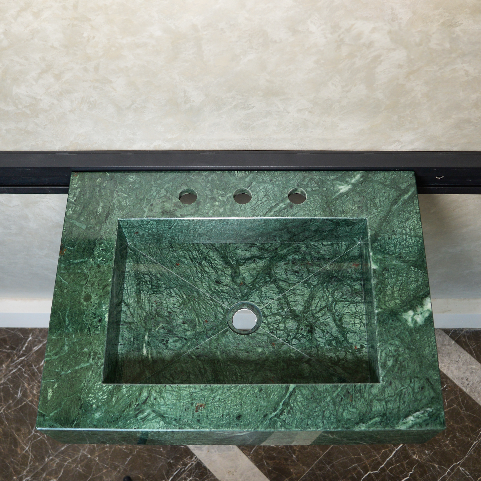 Handcrafted Verde Guatemala Custom Marble Sink (Ns-079)