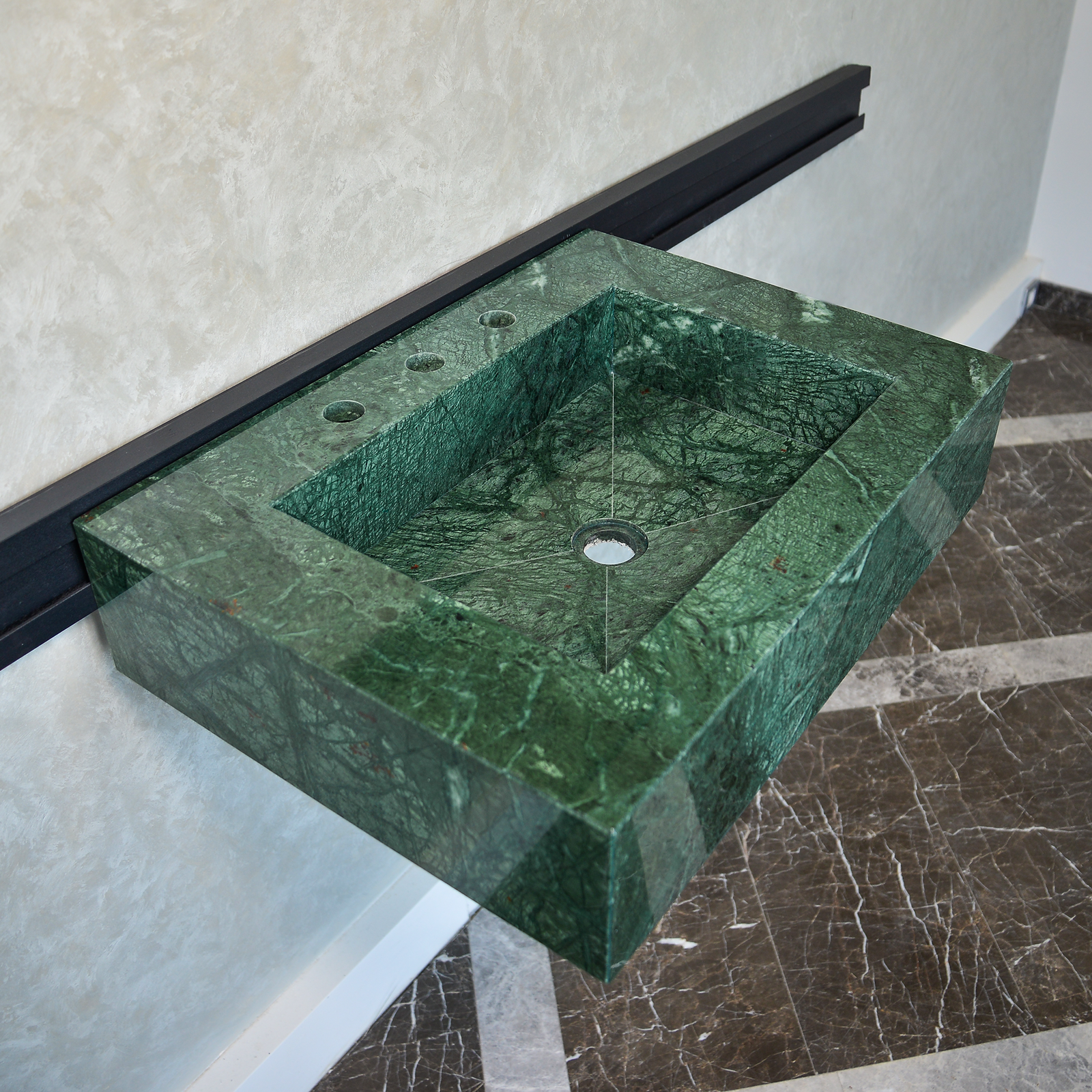 Handcrafted Verde Guatemala Custom Marble Sink (Ns-079)