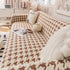 Jacquard Plush Houndstooth Sofa Throw Cover, Cover Throws for Sofas, Stylish Living Room Throws