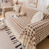 Jacquard Plush Houndstooth Sofa Throw Cover, Cover Throws for Sofas, Stylish Living Room Throws