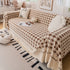 Jacquard Plush Houndstooth Sofa Throw Cover, Cover Throws for Sofas, Stylish Living Room Throws
