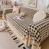 Jacquard Plush Houndstooth Sofa Throw Cover, Cover Throws for Sofas, Stylish Living Room Throws