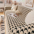 Jacquard Plush Houndstooth Sofa Throw Cover, Cover Throws for Sofas, Stylish Living Room Throws
