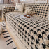Jacquard Plush Houndstooth Sofa Throw Cover, Cover Throws for Sofas, Stylish Living Room Throws