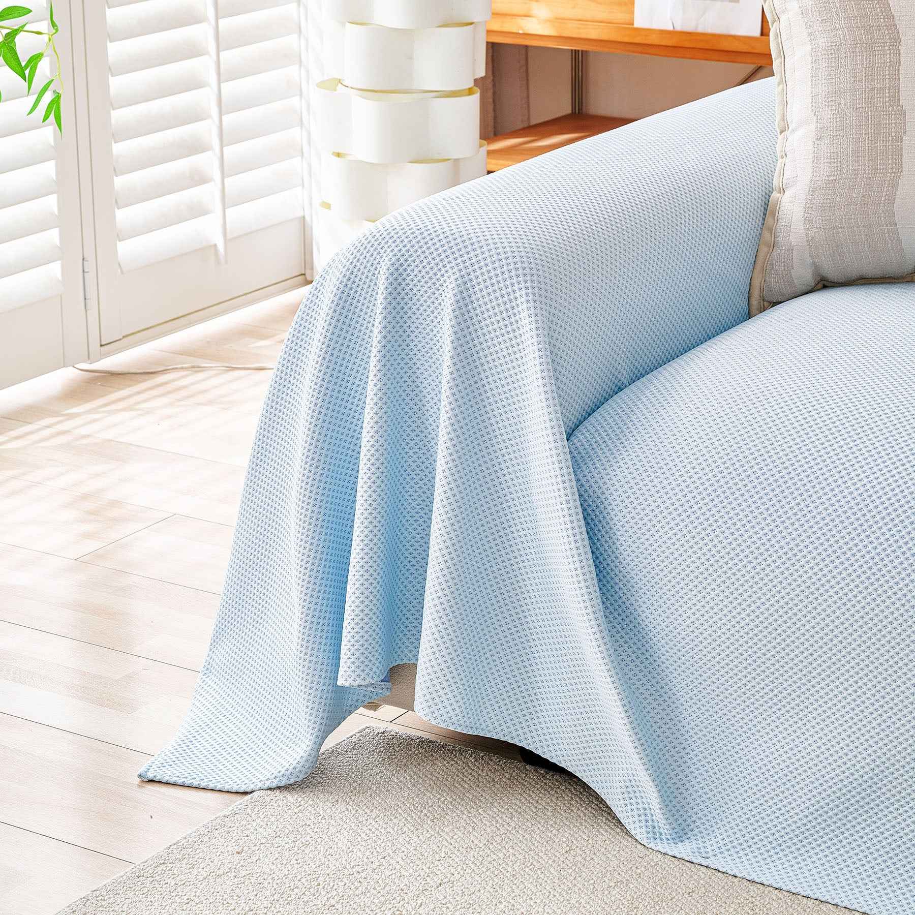 Cooling Ice Silk Knit Couch Cover, Breathable Pet Friendly Soft Throw Cover for Sofas