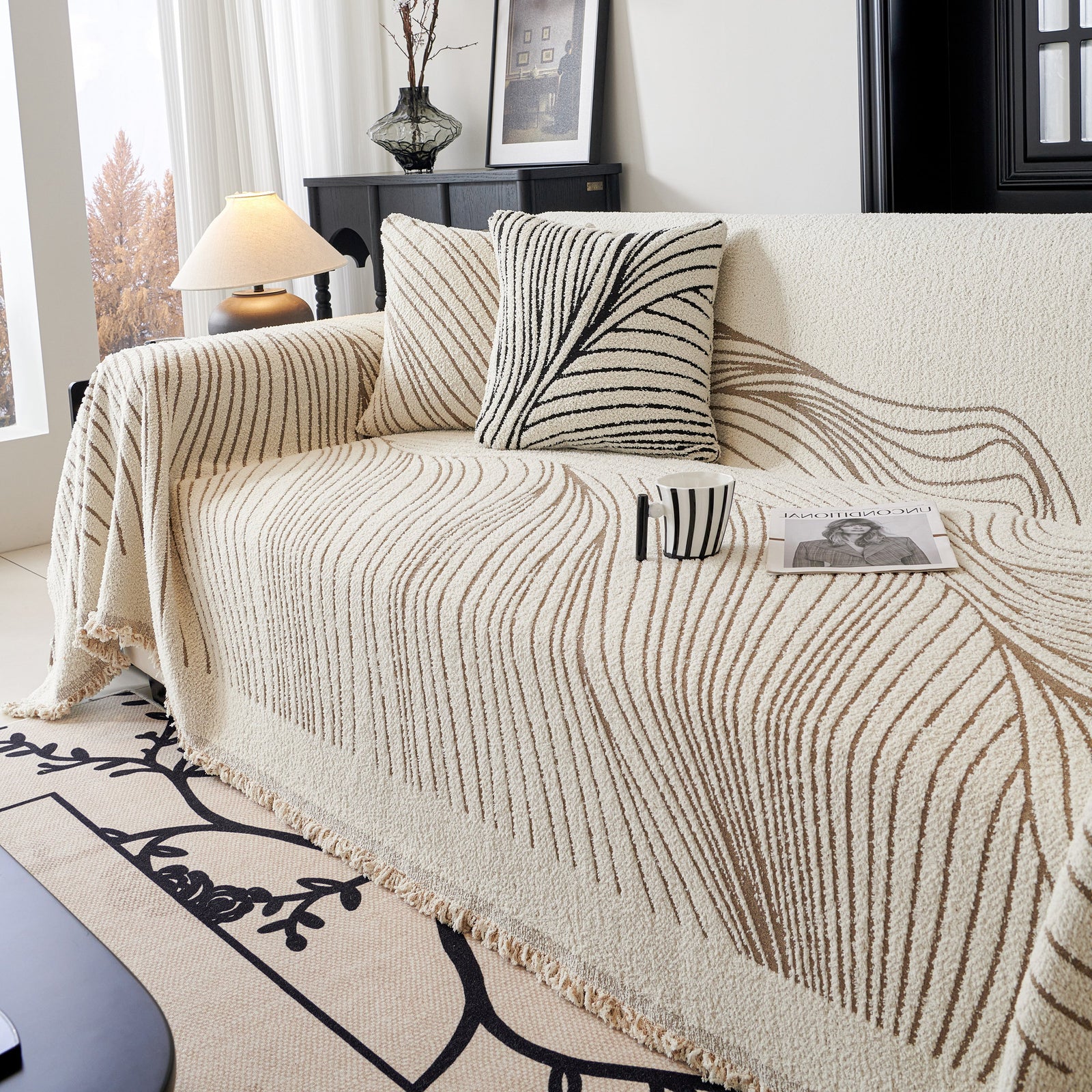 Cozy Striped Sofa Throw Blanket L Shaped Sectional Couch Covers Luxury Throws for Sofas
