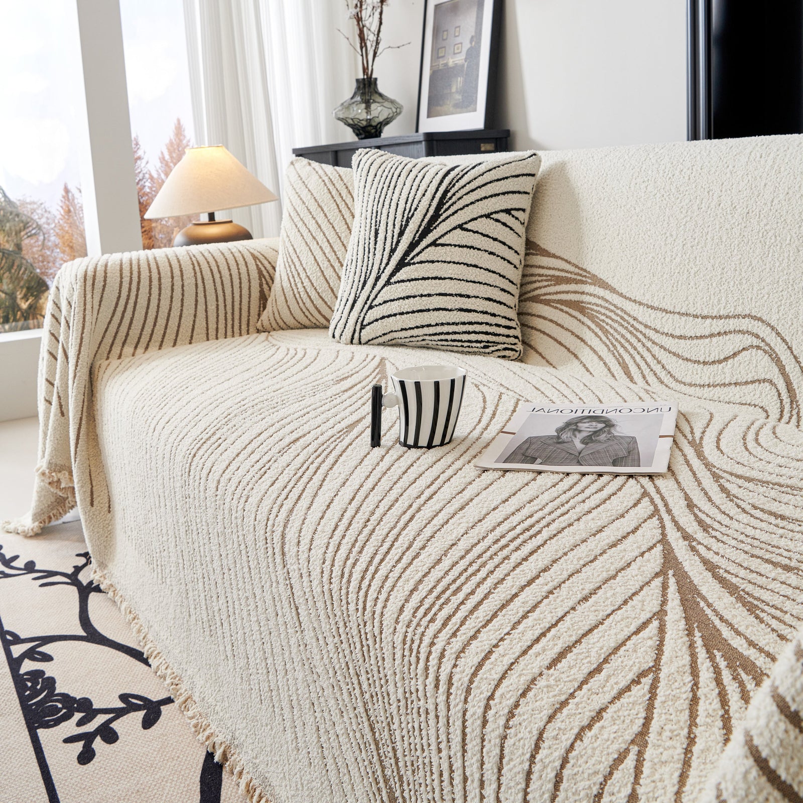 Cozy Striped Sofa Throw Blanket L Shaped Sectional Couch Covers Luxury Throws for Sofas
