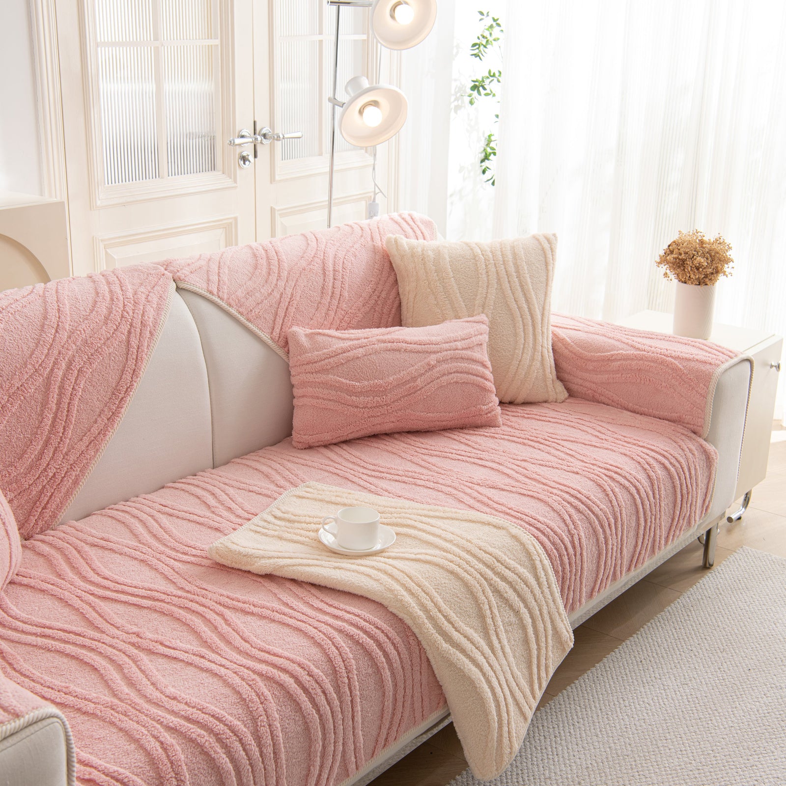 Winter Thickened Non-slip Blanket, Three-Dimensional Embossed Cotton Velvet Sofa Cover