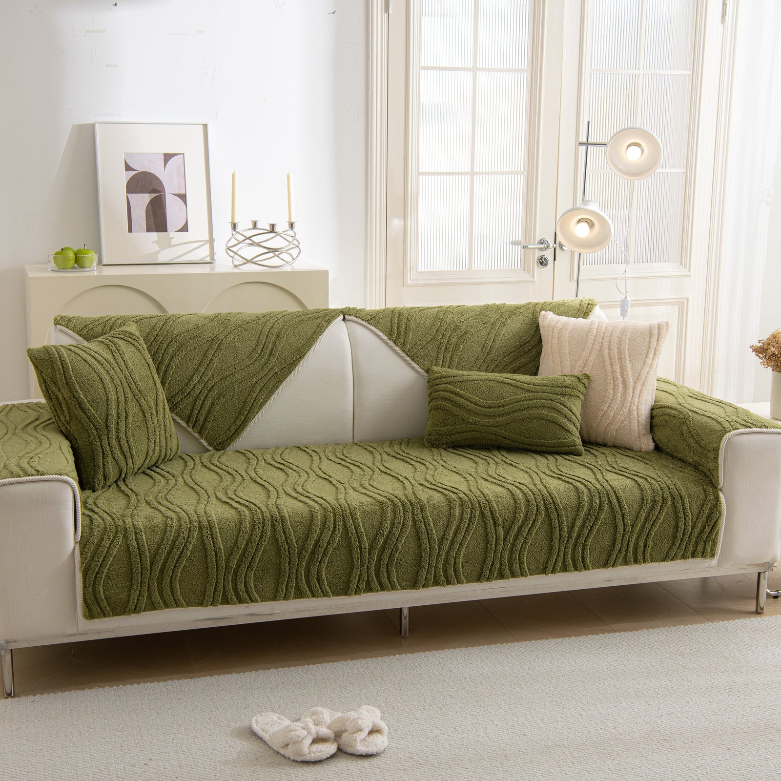 Winter Thickened Non-slip Blanket, Three-Dimensional Embossed Cotton Velvet Sofa Cover