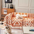 Chenille Geometric Sofa Throw Blanket, Boho Washable Furniture Throw Covers for Sofa