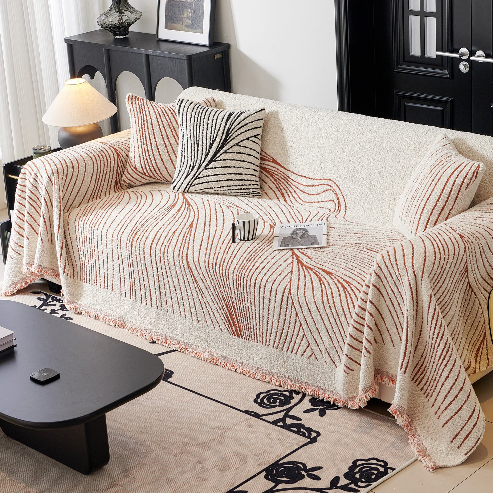 Cozy Striped Sofa Throw Blanket L Shaped Sectional Couch Covers Luxury Throws for Sofas