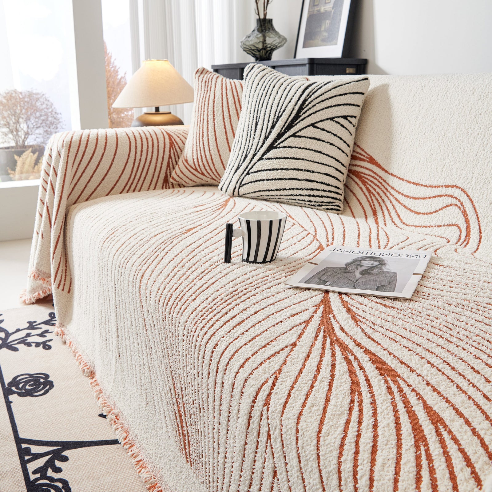 Cozy Striped Sofa Throw Blanket L Shaped Sectional Couch Covers Luxury Throws for Sofas