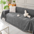 Solid Color Chenille Sofa Throw Blanket, Cozy & Easy Care Fringed Furniture Protector