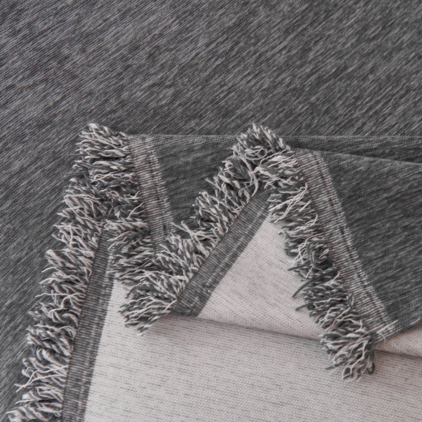 Solid Color Chenille Sofa Throw Blanket, Cozy & Easy Care Fringed Furniture Protector