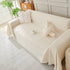 Solid Color Chenille Sofa Throw Blanket, Cozy & Easy Care Fringed Furniture Protector