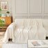 Solid Color Chenille Sofa Throw Blanket, Cozy & Easy Care Fringed Furniture Protector